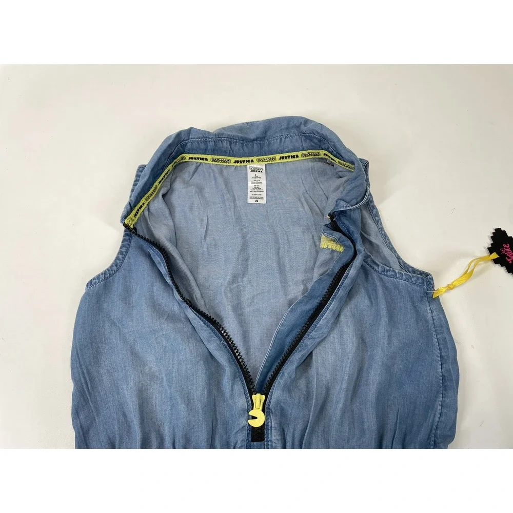 Justice‎ Girls Pacman Chambray Romper Size L Blue